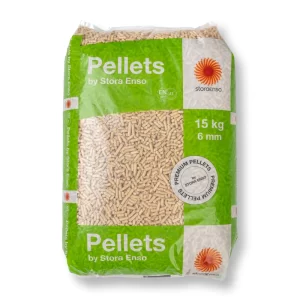Dřevěné pelety STORA ENSO A1 6 mm 15 kg / 80 ks x 15 kg / Paleta 1200 kg